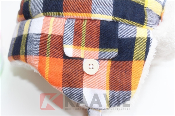 儿童格子雷锋帽