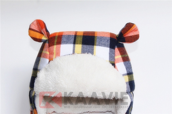 儿童格子雷锋帽