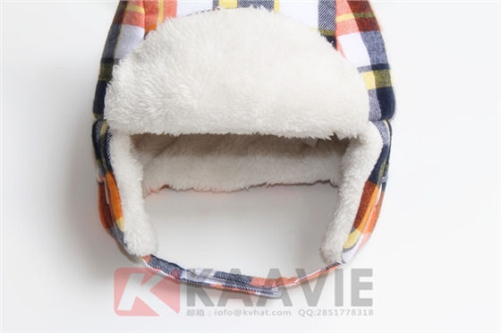 儿童格子雷锋帽