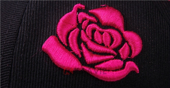 黑色高端黑玫瑰绣花平板帽定做