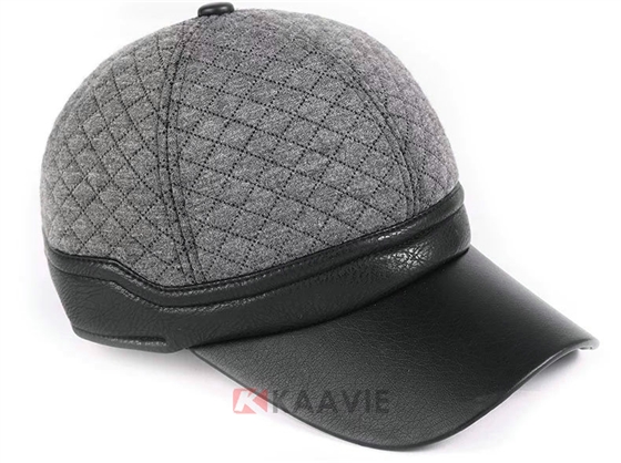 时尚菱格皮革拼接时装帽定做