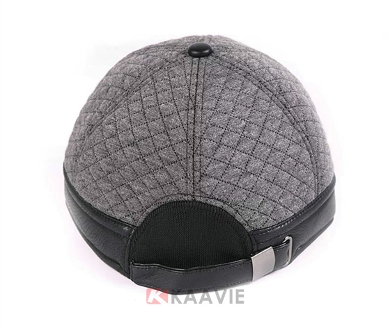 时尚菱格皮革拼接时装帽定做