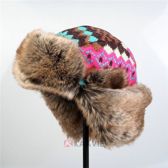 新款撞色菱格雷锋帽定做