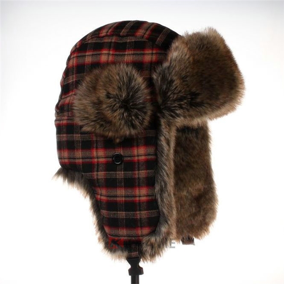 冬天保暖格子雷锋帽定做