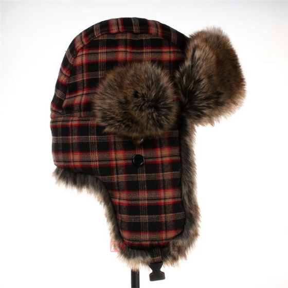 冬天保暖格子雷锋帽定做