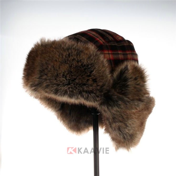 冬天保暖格子雷锋帽定做