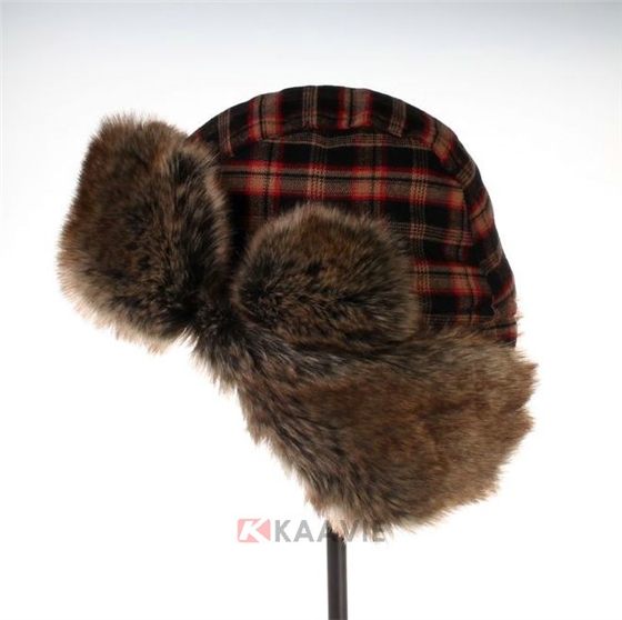 冬天保暖格子雷锋帽定做