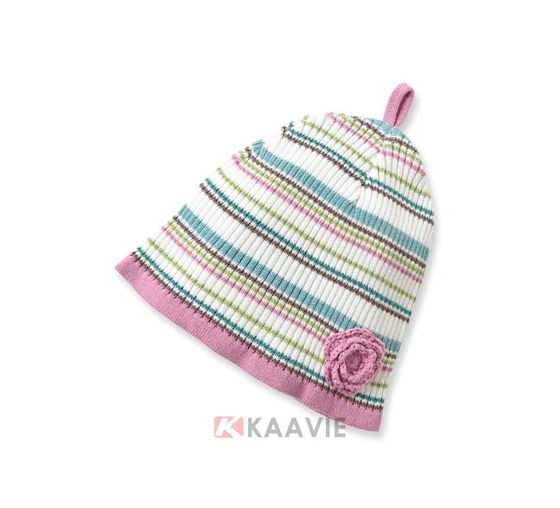 女童婴儿条纹婴儿针织帽 