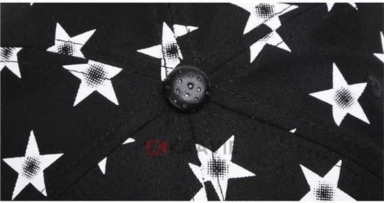 小清新款黑色3D绣花印花混搭平沿帽 星星字母 皮革帽舌