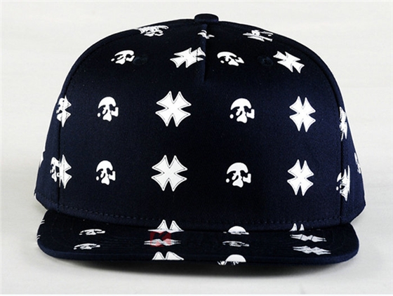 深蓝色印花高端平沿帽 外贸出口专业生产定做 春夏 