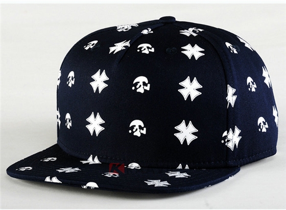 深蓝色印花高端平沿帽 外贸出口专业生产定做 春夏 