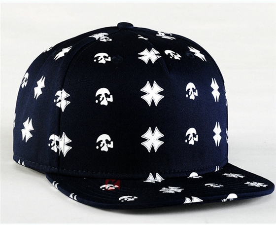 深蓝色印花高端平沿帽 外贸出口专业生产定做 春夏 