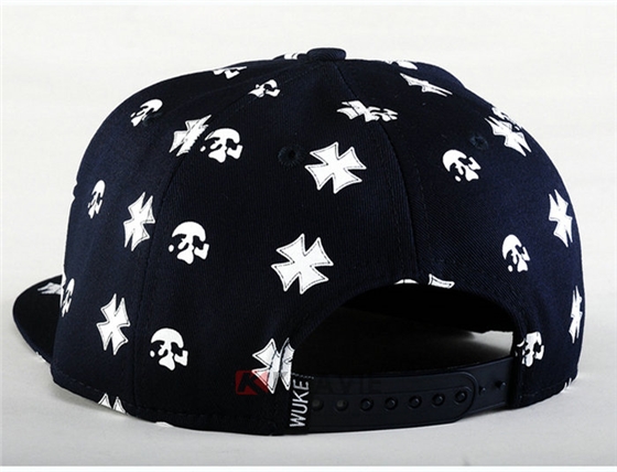 深蓝色印花高端平沿帽 外贸出口专业生产定做 春夏 