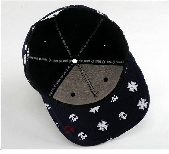 深蓝色印花高端平沿帽 外贸出口专业生产定做 春夏 