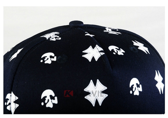 深蓝色印花高端平沿帽 外贸出口专业生产定做 春夏 