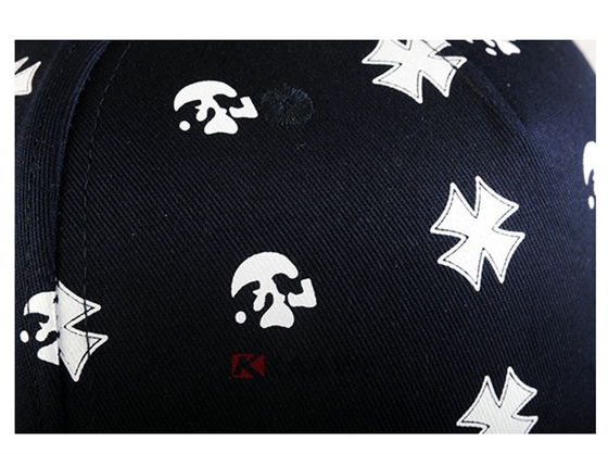 深蓝色印花高端平沿帽 外贸出口专业生产定做 春夏 