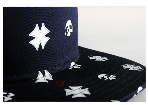 深蓝色印花高端平沿帽 外贸出口专业生产定做 春夏 