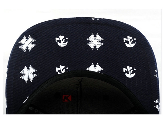 深蓝色印花高端平沿帽 外贸出口专业生产定做 春夏 