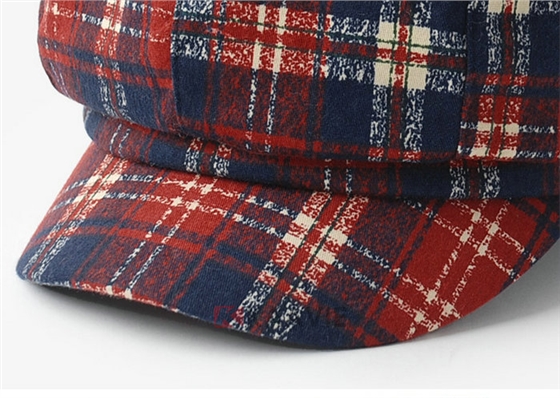 女士靓丽格子时尚潮流鸭舌帽定制 