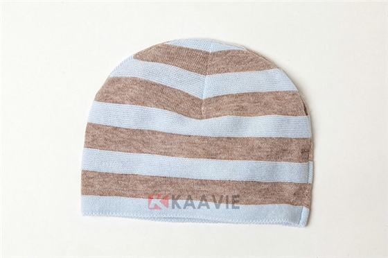 针织布儿童灰白条纹套头帽工厂专业定制订做 