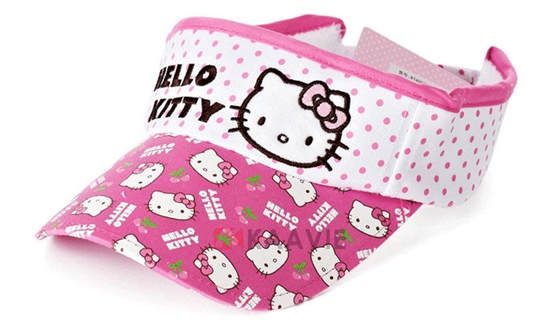 点点绣花印花混搭Hello Kitty 字母可爱儿童遮阳空顶帽