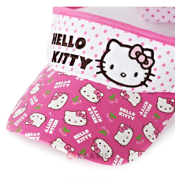 点点绣花印花混搭Hello Kitty 字母可爱儿童遮阳空顶帽