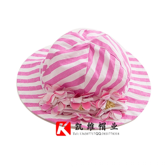 婴幼儿防晒遮阳条纹纯棉帽子