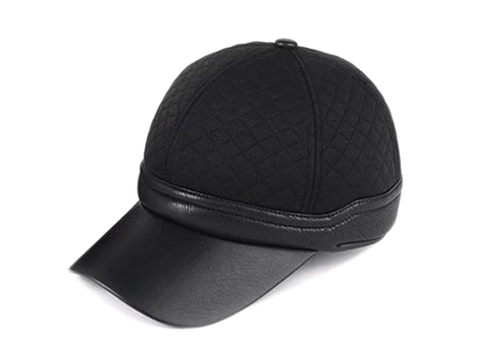 凯维帽业-时尚菱格皮革拼接时装帽定做-SM008