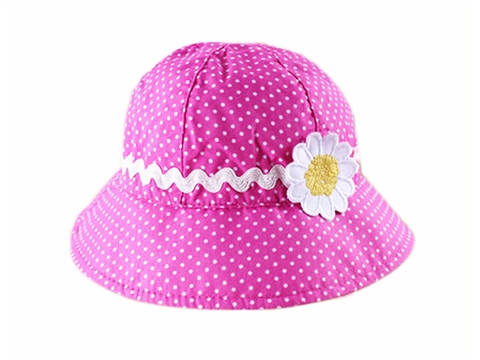 凯维帽业-儿童粉红雏菊小圆点户外遮阳帽定做-RT035