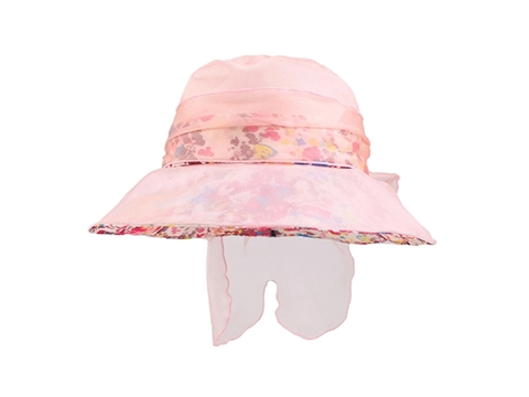 凯维帽业-女士蝴蝶结碎花印花雪纺拼接双层夏季渔夫遮阳帽