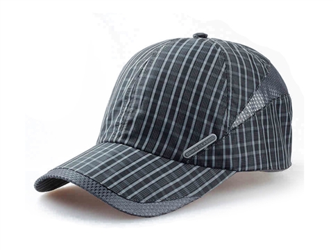 凯维帽业-简约格子春夏透气易干运动帽HT041