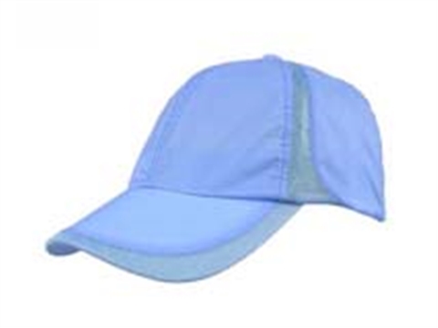 凯维帽业-浅蓝色夏季网布拼接激光透气速干运动帽HT051