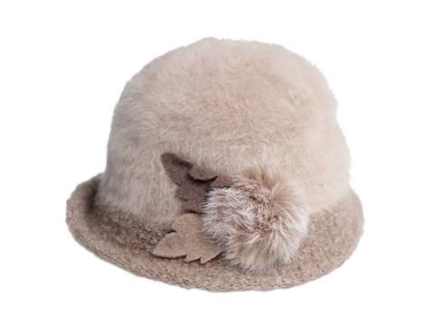 凯维帽业-女士拼色装饰球秋冬保暖时装帽