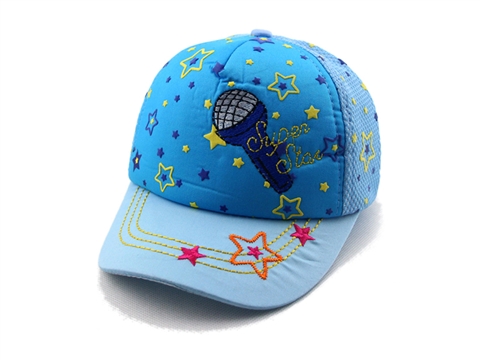 凯维帽业-蓝色小清新款绣花儿童棒球帽AM058