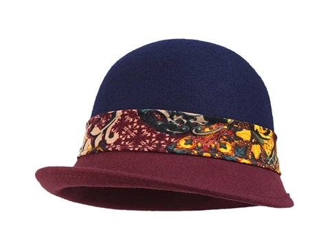 凯维帽业-女士碎花丝带羊毛新款时装帽SW031