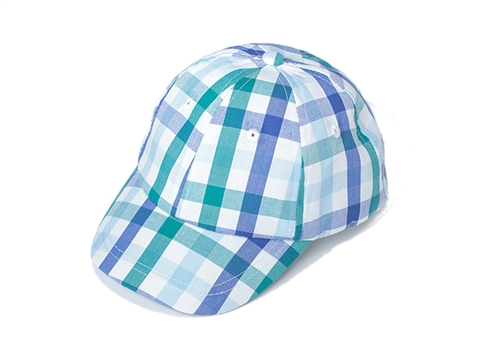 凯维帽业-婴儿格子夏季六页棒球帽订做加工AM062