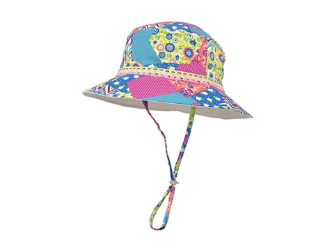凯维帽业-儿童拼色印花碎花点点户外遮阳渔夫帽定做
