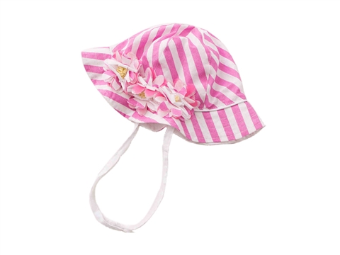 凯维帽业-小女孩粉红白色条纹装饰花小清新款RM397