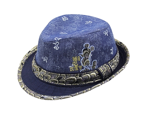 凯维帽业-新款蓝色绣花儿童时装定型帽RM436