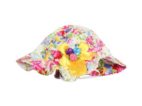 凯维帽业-小女孩花朵印花遮阳盆帽RM536