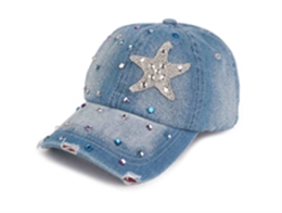 凯维帽业-韩版时尚潮流五角星镶钻六页棒球帽专业生产订做 做旧-BM115
