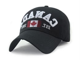 凯维帽业-加拿大国旗字母绣花LOGO超弯帽额六页棒球帽 黑色-BM146
