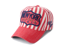 凯维帽业-红白海军条纹3D绣花字母棒球帽贴牌加工ODM定做 -BM154