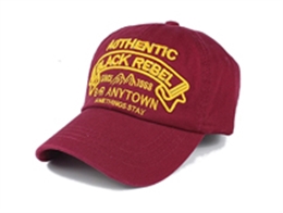 凯维帽业-红色绣花字母简约六页棒球帽ODM贴牌出口专业订做 -BM155