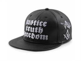 凯维帽业-3D绣花字母黑色PU皮高端嘻哈平板帽ODM订制订做-PP108