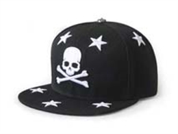 凯维帽业-黑色骷髅头星星3D绣花新款平板嘻哈街舞帽订制订做 -PJ138
