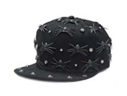 凯维帽业-新款柳丁黑色蜘蛛平沿嘻哈街舞帽 外贸出口贴牌订制 -PJ140