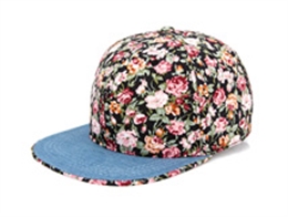 凯维帽业-新款印花花朵时装平沿嘻哈帽 春夏遮阳 韩版订制加工-PM206