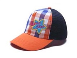 凯维帽业-儿童星星撞色拼接格子棒球帽定做RM170