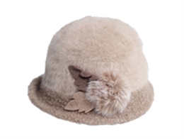 凯维帽业-女士拼色装饰球秋冬保暖时装帽 贝雷帽